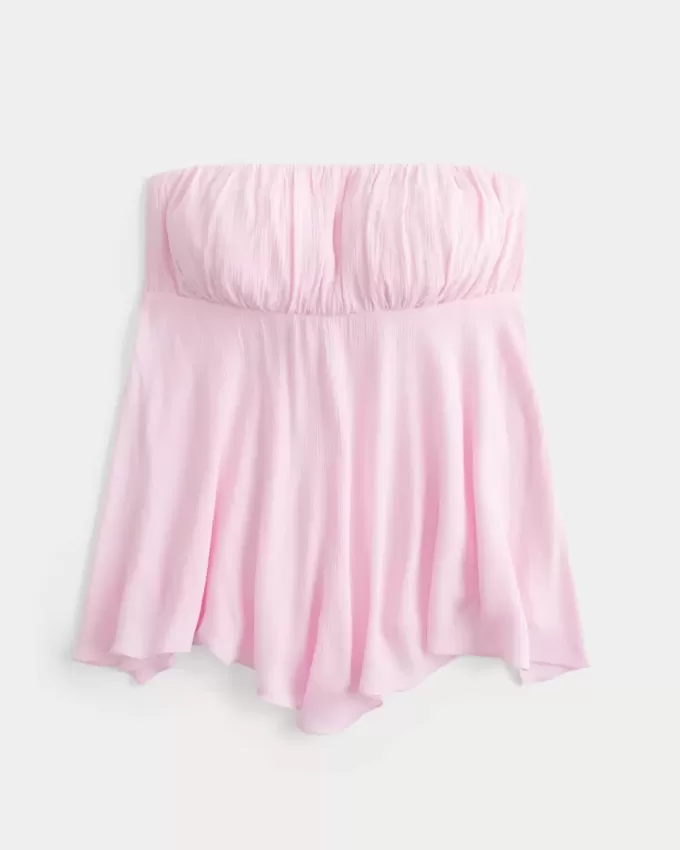 Top senza spalline con orlo a fazzoletto Top senza spalline con orlo a fazzoletto