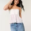 Top senza spalline in tessuto misto stile uncinetto facile
