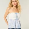 Top senza spalline in tessuto misto stile uncinetto facile Top senza spalline in tessuto misto stile uncinetto facile