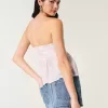 Top senza spalline in tessuto misto stile uncinetto facile