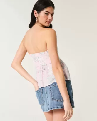 Top senza spalline in tessuto misto stile uncinetto facile