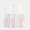 Top senza spalline in tessuto misto stile uncinetto facile